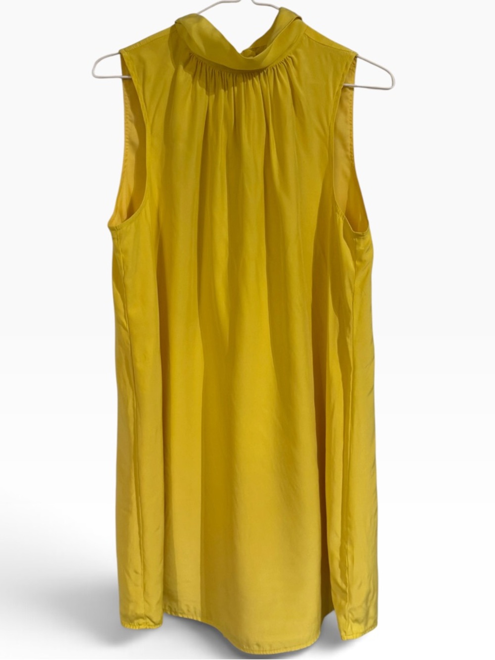 Marie Oliver 100% Silk Yellow Sleeveless Tie-Neck Shift Dress